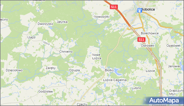 mapa Nowe Łozice, Nowe Łozice na mapie Targeo