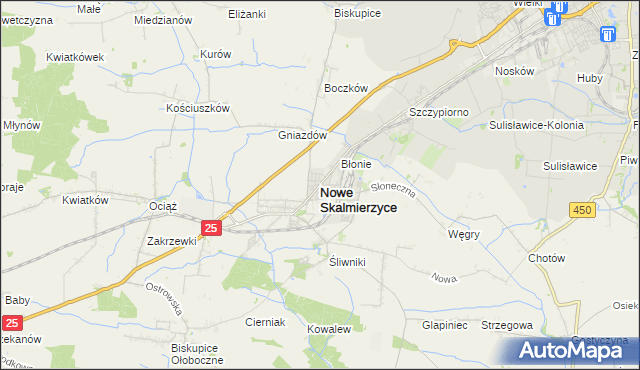 mapa Nowe Skalmierzyce, Nowe Skalmierzyce na mapie Targeo