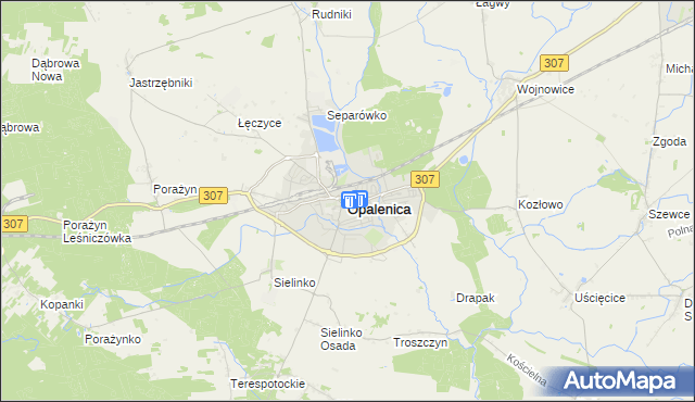 mapa Opalenica powiat nowotomyski, Opalenica powiat nowotomyski na mapie Targeo