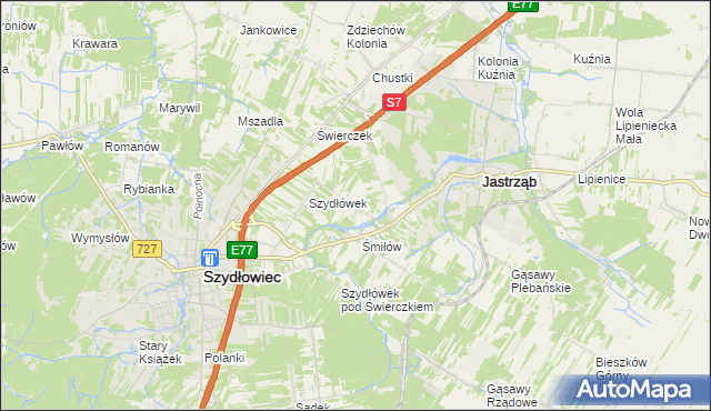 mapa Orłów gmina Jastrząb, Orłów gmina Jastrząb na mapie Targeo