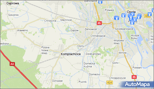mapa Osiny gmina Komprachcice, Osiny gmina Komprachcice na mapie Targeo