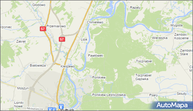 mapa Pawłówek-Gajówka, Pawłówek-Gajówka na mapie Targeo