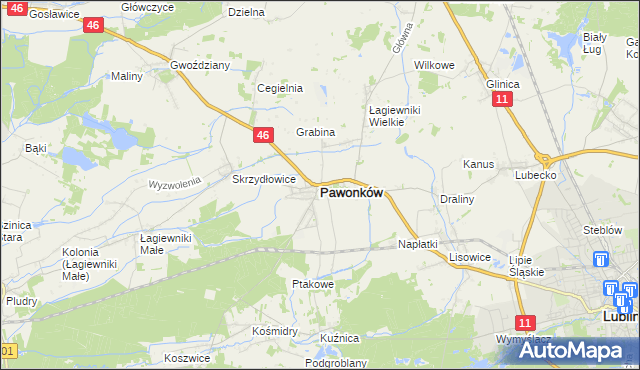 mapa Pawonków, Pawonków na mapie Targeo