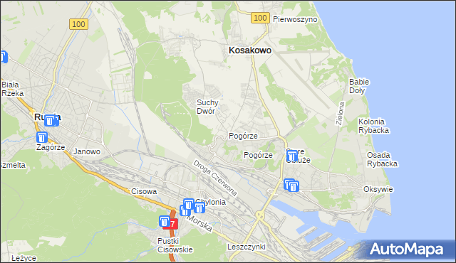 mapa Pogórze gmina Kosakowo, Pogórze gmina Kosakowo na mapie Targeo