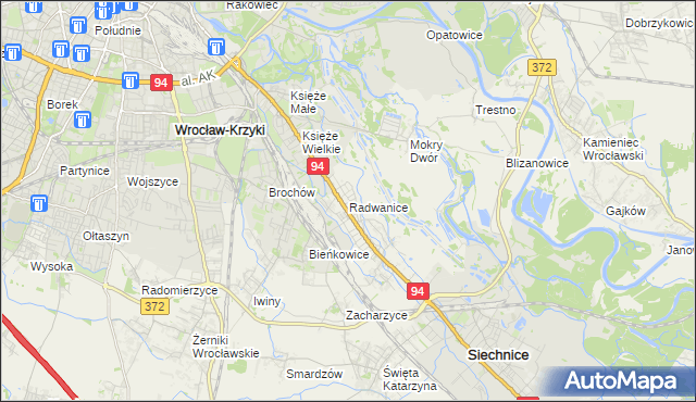 mapa Radwanice gmina Siechnice, Radwanice gmina Siechnice na mapie Targeo