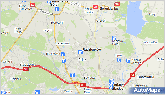 mapa Radzionków, Radzionków na mapie Targeo