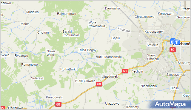 mapa Rutki-Marszewice, Rutki-Marszewice na mapie Targeo