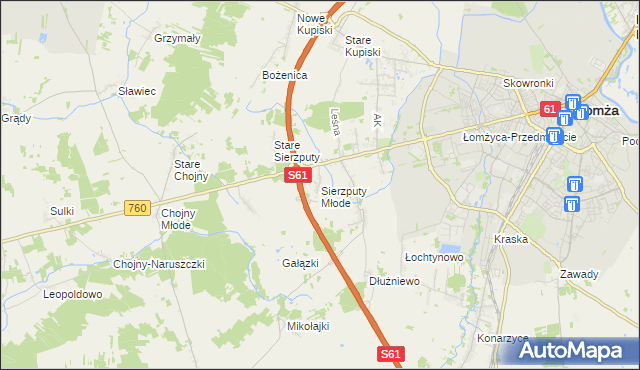 mapa Sierzputy Młode, Sierzputy Młode na mapie Targeo