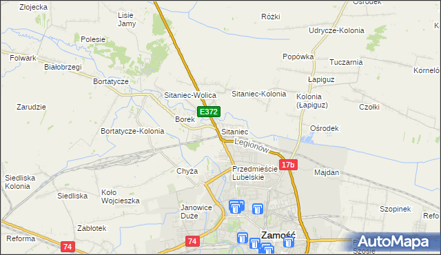 mapa Sitaniec, Sitaniec na mapie Targeo