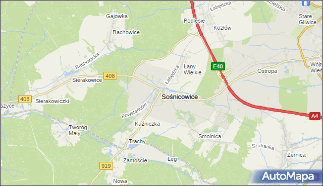 mapa Sośnicowice, Sośnicowice na mapie Targeo