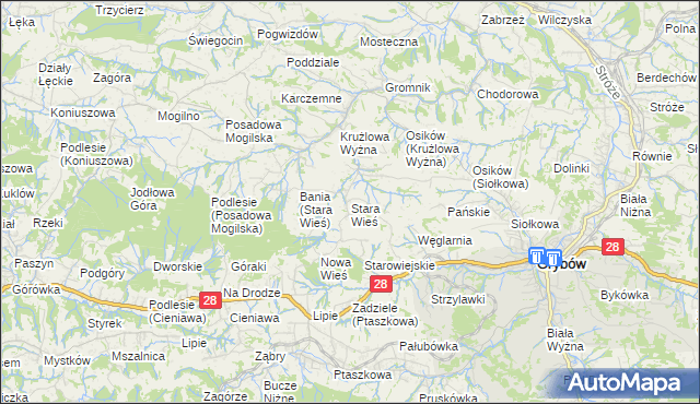 mapa Stara Wieś gmina Grybów, Stara Wieś gmina Grybów na mapie Targeo