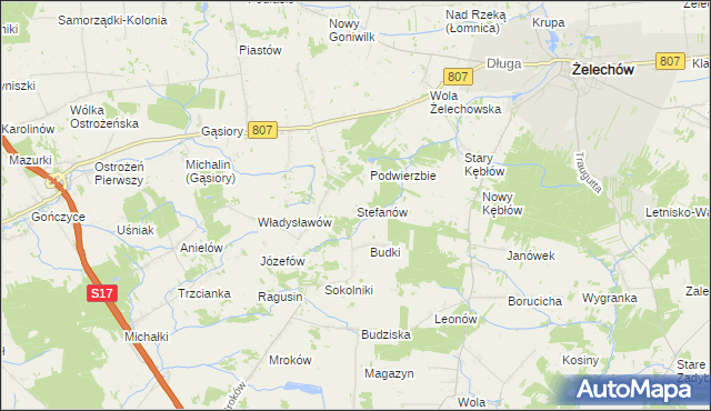 mapa Stefanów gmina Żelechów, Stefanów gmina Żelechów na mapie Targeo