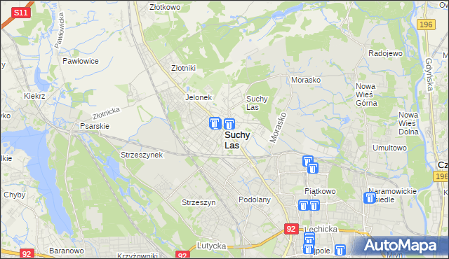 mapa Suchy Las powiat poznański, Suchy Las powiat poznański na mapie Targeo