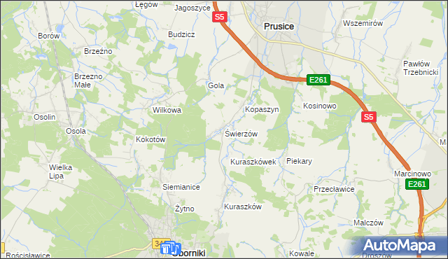 mapa Świerzów, Świerzów na mapie Targeo