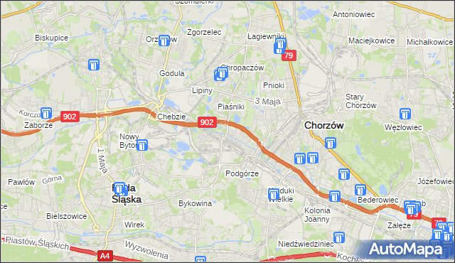 mapa Świętochłowice, Świętochłowice na mapie Targeo