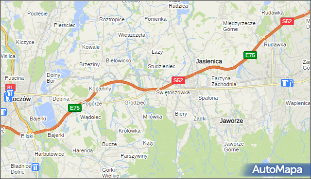 mapa Świętoszówka, Świętoszówka na mapie Targeo