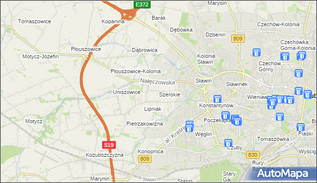 mapa Szerokie gmina Konopnica, Szerokie gmina Konopnica na mapie Targeo