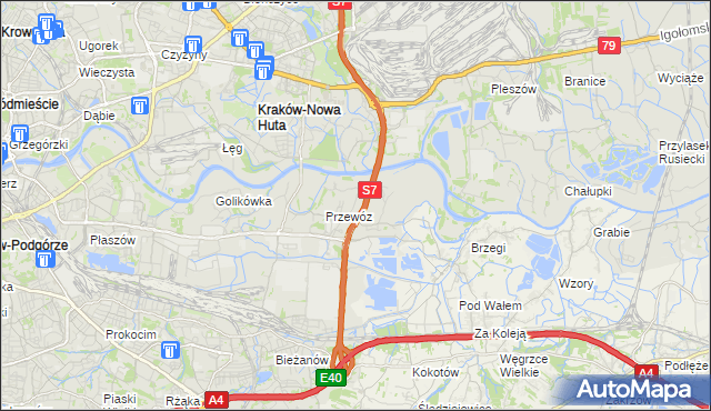 mapa Ulica gmina Kraków, Ulica gmina Kraków na mapie Targeo