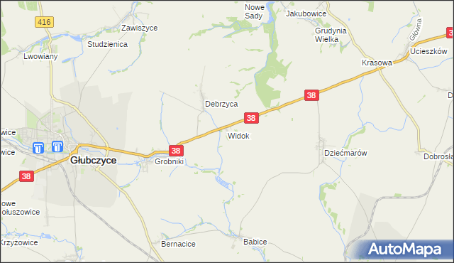 mapa Widok gmina Głubczyce, Widok gmina Głubczyce na mapie Targeo