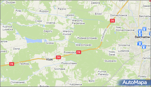 mapa Wierzchowiec, Wierzchowiec na mapie Targeo