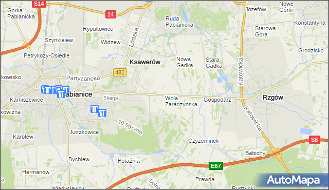 mapa Wola Zaradzyńska, Wola Zaradzyńska na mapie Targeo