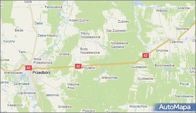 mapa Wygwizdów gmina Przedbórz, Wygwizdów gmina Przedbórz na mapie Targeo