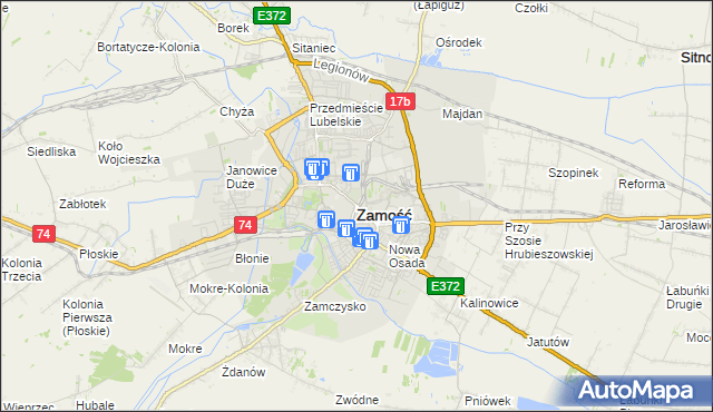 mapa Zamościa, Zamość na mapie Targeo