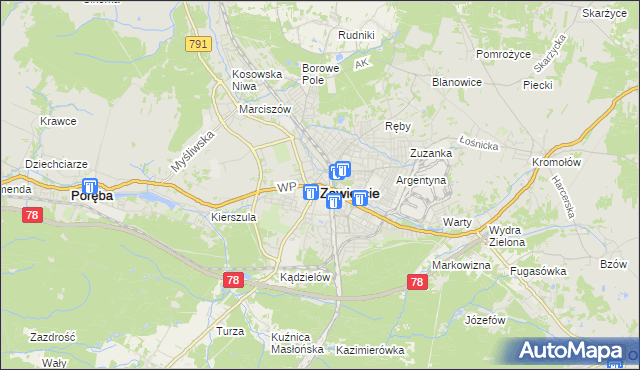 mapa Zawiercie, Zawiercie na mapie Targeo