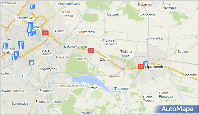 mapa Zduny gmina Opatówek, Zduny gmina Opatówek na mapie Targeo