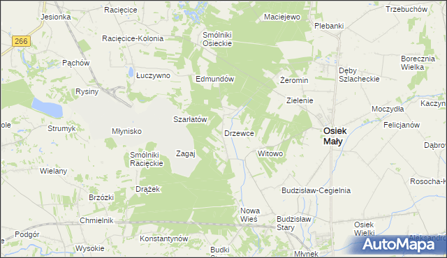 mapa Drzewce gmina Osiek Mały, Drzewce gmina Osiek Mały na mapie Targeo