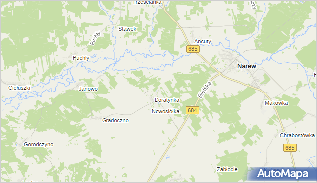 mapa Skaryszewo, Skaryszewo na mapie Targeo