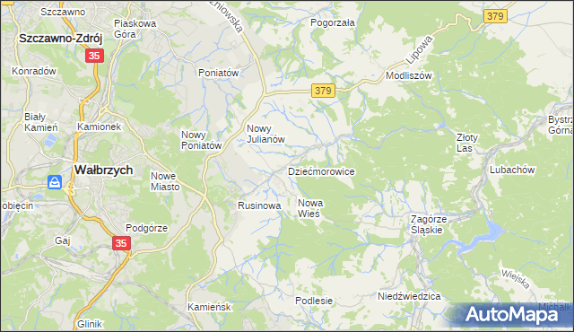 mapa Dziećmorowice, Dziećmorowice na mapie Targeo