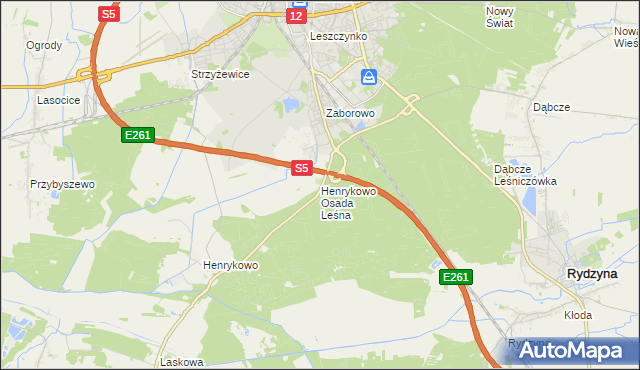 mapa Henrykowo Osada Leśna, Henrykowo Osada Leśna na mapie Targeo