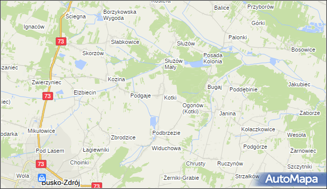 mapa Kotki gmina Busko-Zdrój, Kotki gmina Busko-Zdrój na mapie Targeo