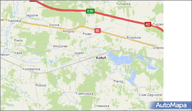 mapa Kotuń powiat siedlecki, Kotuń powiat siedlecki na mapie Targeo
