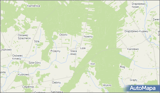 mapa Lipa gmina Jednorożec, Lipa gmina Jednorożec na mapie Targeo