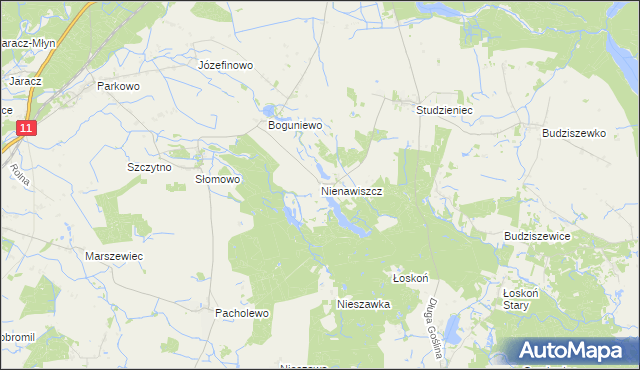 mapa Nienawiszcz, Nienawiszcz na mapie Targeo