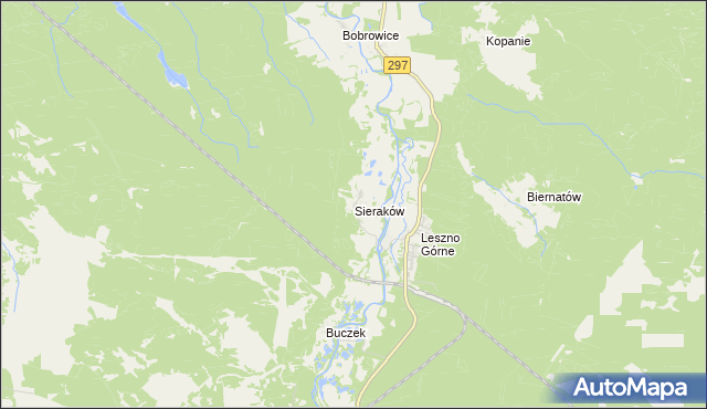 mapa Sieraków gmina Szprotawa, Sieraków gmina Szprotawa na mapie Targeo