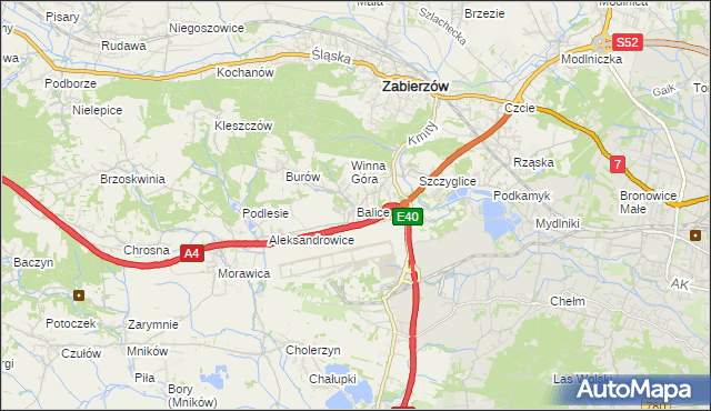 mapa Balice gmina Zabierzów, Balice gmina Zabierzów na mapie Targeo