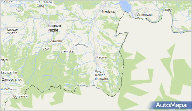 mapa Kacwin, Kacwin na mapie Targeo