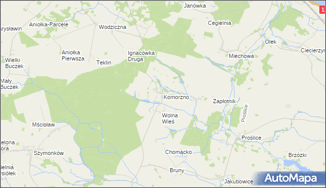 mapa Komorzno, Komorzno na mapie Targeo