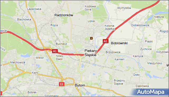 mapa Piekary Śląskie, Piekary Śląskie na mapie Targeo