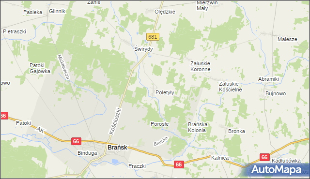 mapa Poletyły, Poletyły na mapie Targeo