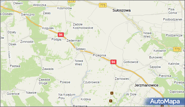 mapa Przeginia, Przeginia na mapie Targeo