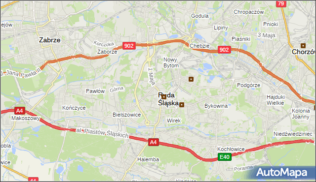mapa Rudy Śląskiej, Ruda Śląska na mapie Targeo