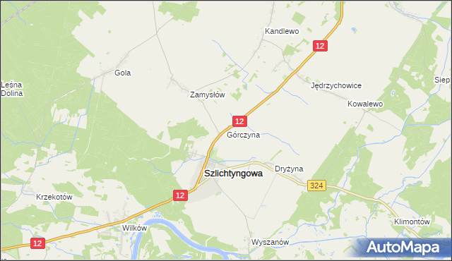 mapa Górczyna gmina Szlichtyngowa, Górczyna gmina Szlichtyngowa na mapie Targeo