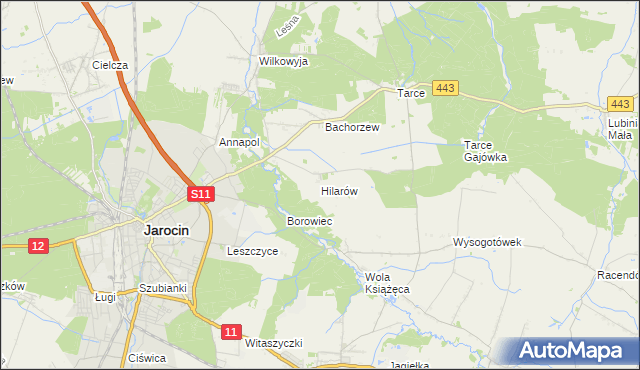 mapa Hilarów gmina Jarocin, Hilarów gmina Jarocin na mapie Targeo