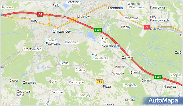 mapa Piła Kościelecka, Piła Kościelecka na mapie Targeo