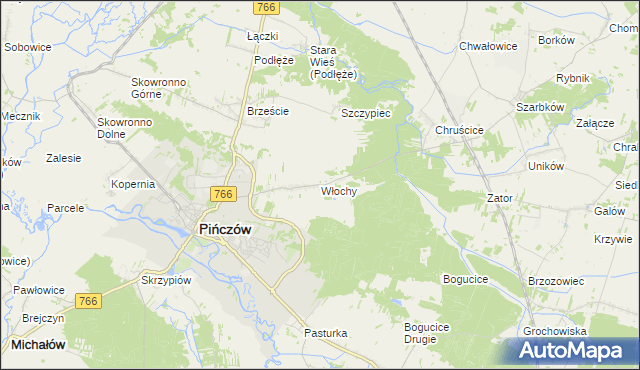 mapa Włochy gmina Pińczów, Włochy gmina Pińczów na mapie Targeo