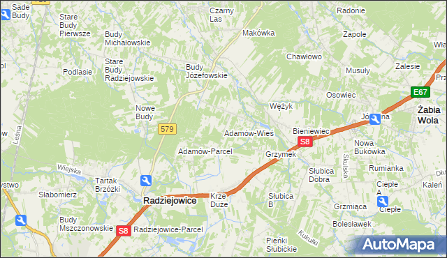mapa Adamów-Wieś, Adamów-Wieś na mapie Targeo